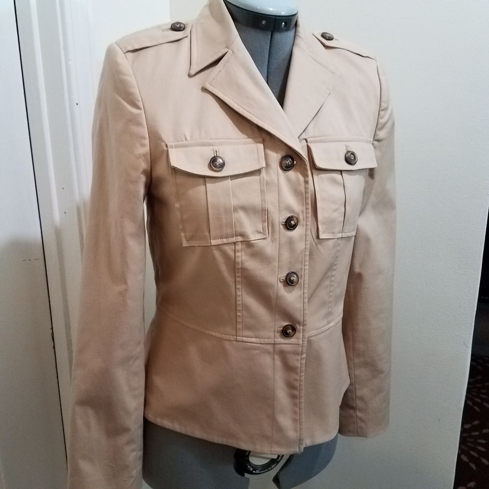 Apostrophe khaki military style button up jacket 2